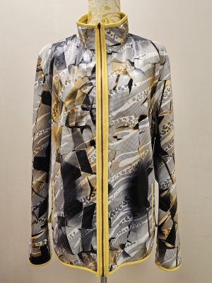 CHAQUETA REVERSIBLE SEDA CON BROCHES AL COSTADO AMARILLO