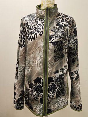 CHAQUETA REVERSIBLE SEDA CON BROCHES AL COSTADO VERDE
